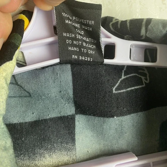 Claudio Nucci Mens Black Y2K Hip Hop Retro Music Hawaiian Button Up Shirt Size L - Picture 13 of 16